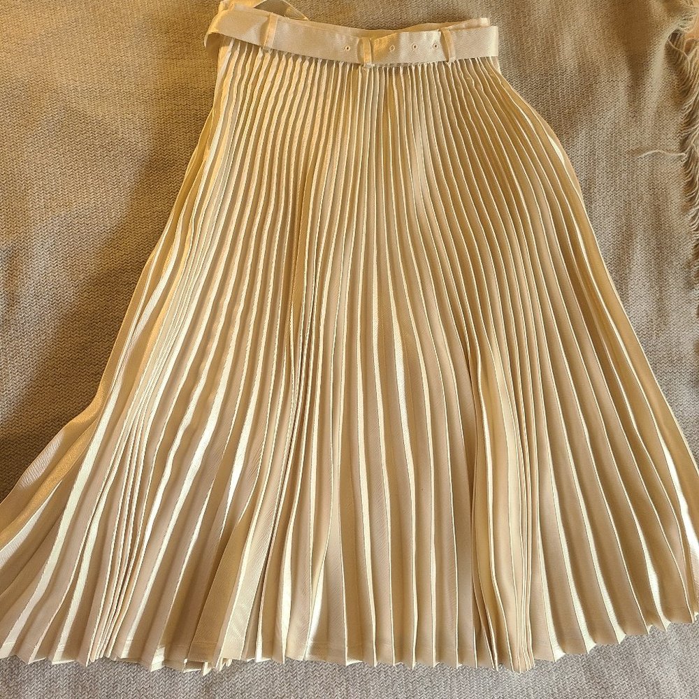 Ivory Pleated A Line Skirt